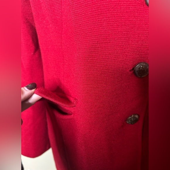 Lauren Ralph Lauren Red Merino Wool Relaxed Knit Sweater Blazer Business Career - Picture 4 of 12